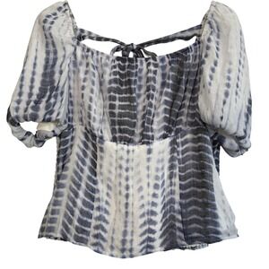 BCX Women's Milkmaid‎ Tye Die Cropped Top Size L Babydoll Coquette Cottagecore